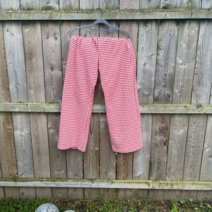 1970s red and white checkered wide leg pants